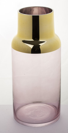 detail Skleněná váza růžová se zlatým okrajem GD DESIGN