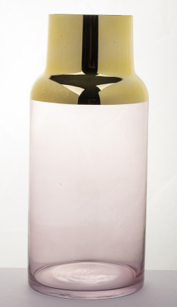 detail Skleněná váza růžová se zlatým okrajem GD DESIGN