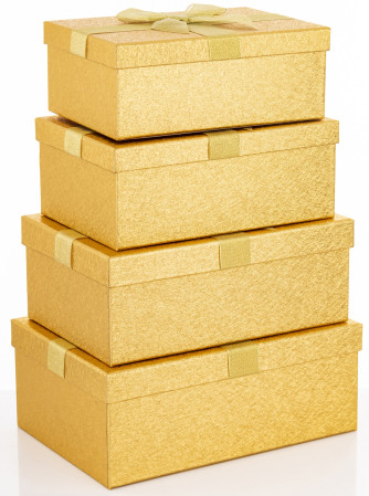 detail Dárková papírová krabice zlatá s mašlí S/4 GD DESIGN