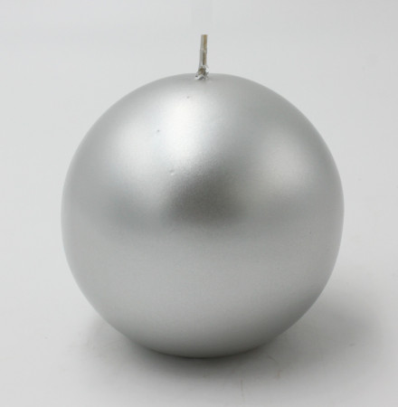 detail Svíčka koule metalická stříbrná 10cm GD DESIGN