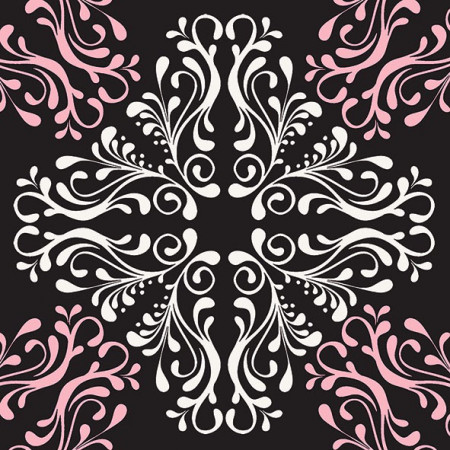 detail Ubrousky černé s růžovými ornamenty GD DESIGN