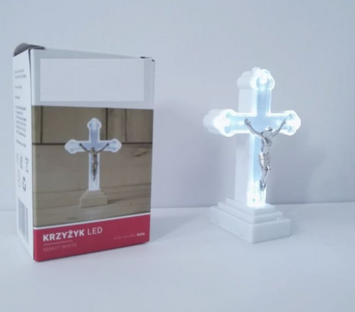 Svítící křížek na baterie bílá barva