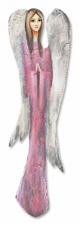 detail Dřevěný anděl v růžových šatech GD DESIGN