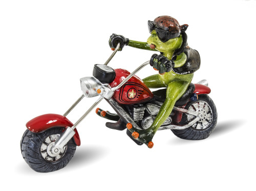 Figurka žába motorkář