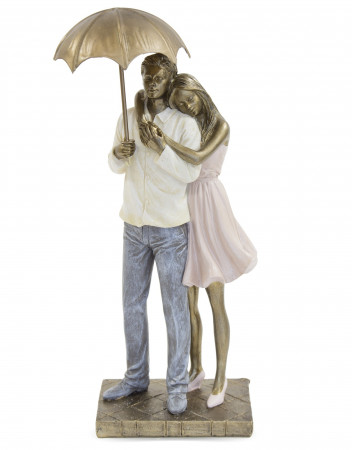 detail Soška zamilovaného páru pod deštníkem zlatá GD DESIGN