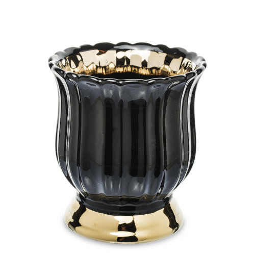 Černo-zlatý květináč z keramiky