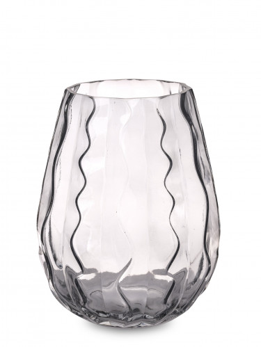 Skleněná váza s vlnitým povrchem 19 cm