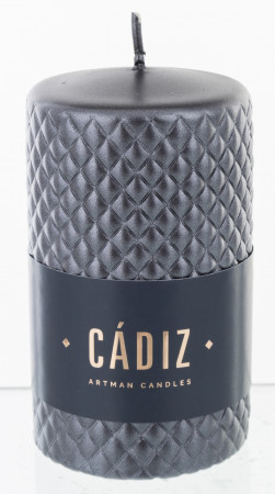 detail Černá svíčka Cádiz válec 12x7 cm GD DESIGN
