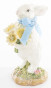 náhled Bílý zajíček s květinou a modrou mašlí 23 cm GD DESIGN