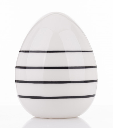 detail Dekorace keramické bílé vajíčko s proužkem GD DESIGN