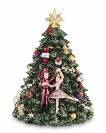 detail Vánoční dekorace otáčející se stromeček s hrací skříňkou GD DESIGN