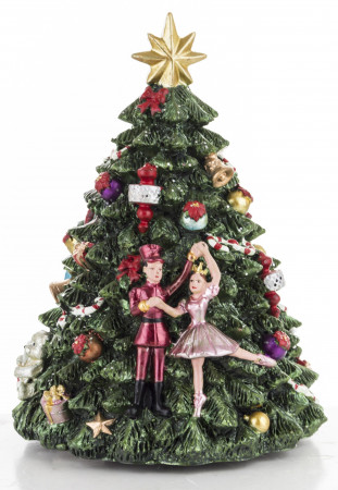 detail Vánoční dekorace otáčející se stromeček s hrací skříňkou GD DESIGN