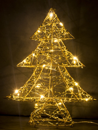 detail Dekorace zlatý stromek s LED osvětlením GD DESIGN