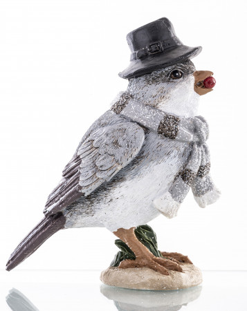 detail Figurka zimní ptáček s kloboukem GD DESIGN