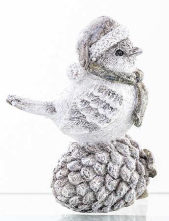 detail Figurka zimní ptáček na šišce GD DESIGN