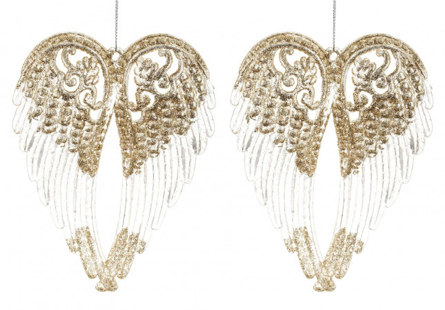 detail Závěsná dekorace křídla zlato průhledná GD DESIGN