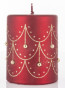 náhled Vánoční svíčka červená se zlatým dekorem GD DESIGN