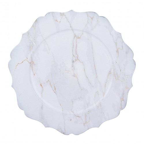 Dekorativní talíř plastový bílý mramor
