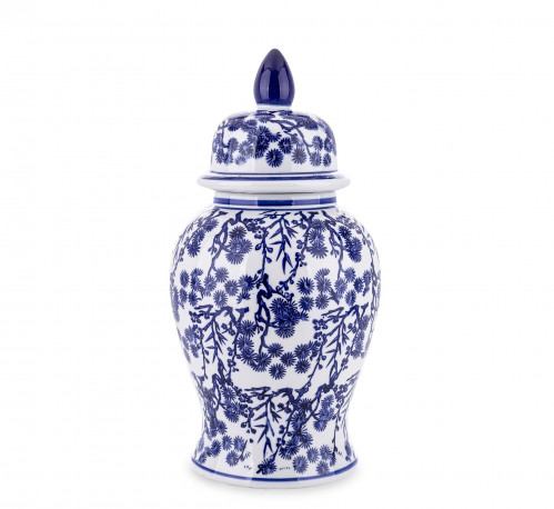 Čínská bílo-modrá keramika dóza s víčkem
