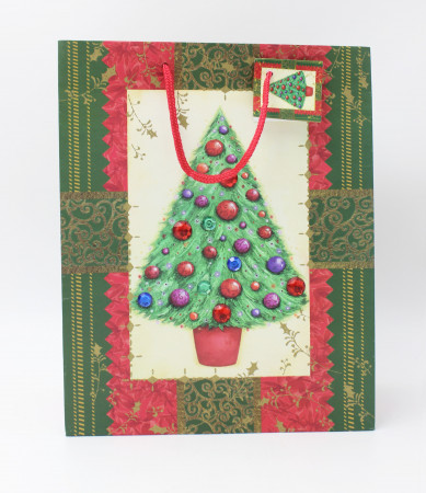 detail Vánoční taška stromek s kamínky GD DESIGN