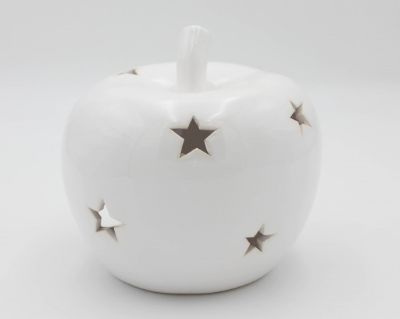 detail Bílý keramický svícen jablko GD DESIGN