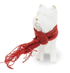 Figurka pes s červenou šálou