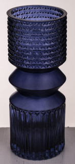 detail Tmavě modrá váza se strukturou 25 cm GD DESIGN