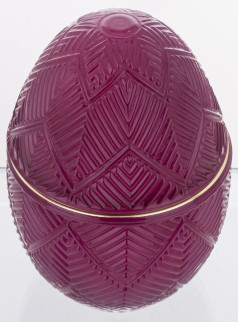 detail Skleněná dóza ve tvaru vejce bordó GD DESIGN