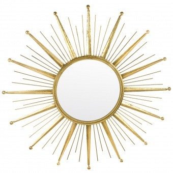 detail Zlaté zrcadlo ve tvaru slunce GD DESIGN