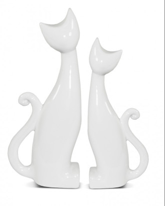 Bílé keramické kočičky sada 2 ks