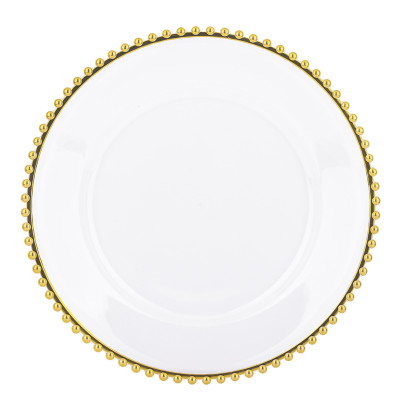 Dekorativní plastový talíř se zlatým okrajem