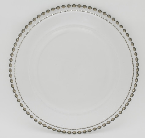 detail Skleněný talíř se stříbrným detailem GD DESIGN