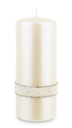 detail Svíčka velká krémová s perlovým proužkem GD DESIGN