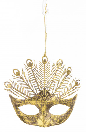 detail Vánoční dekorace škraboška zlatá GD DESIGN