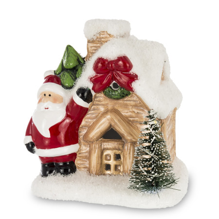 detail Keramická dekorace Santa u domečku GD DESIGN