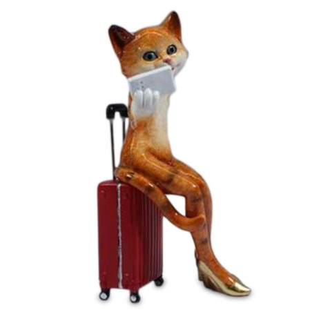 detail Figurka kočka cestovatelka ve zlatých střevících GD DESIGN