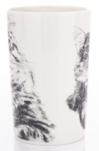 detail Černobílý hrnek s kočkou v dárkovém obalu 400 ml GD DESIGN