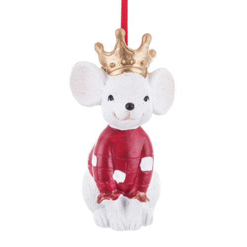Vánoční dekorace myška s korunkou