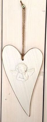 detail Srdce dřevěné s andělem 13,5x25 cm GD DESIGN