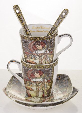 detail Sada 2 šálků na espresso Alfons Mucha GD DESIGN