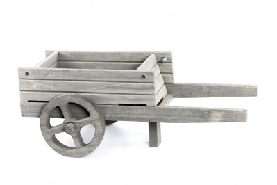 Dekorační vozíček na zahradu šedý