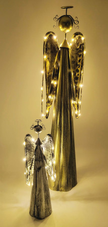 detail Kovový anděl svítící 55 cm zlatý GD DESIGN