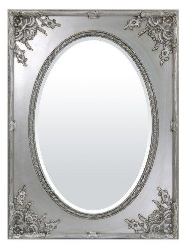 Oválné zrcadlo v hranatém rámu