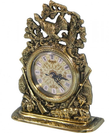 detail Zlaté krbové hodiny lovecké motivy GD DESIGN