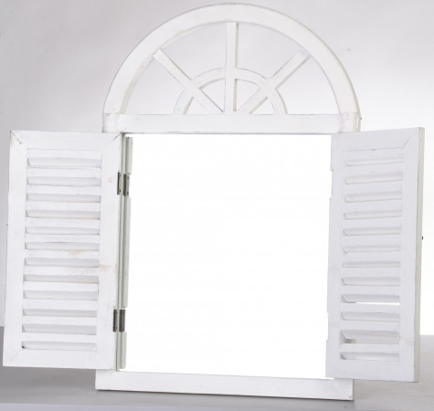 detail Bílé dřevěné zrcadlo okenice GD DESIGN