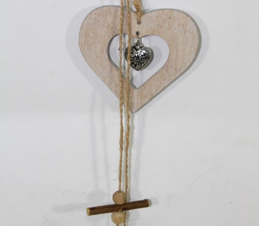 detail GIRLANDA-srdce dřevěné 85x8cm GD DESIGN