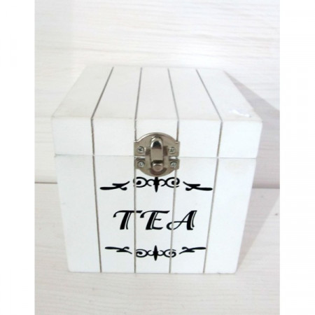 detail Dřevěná bílá krabička na čaj GD DESIGN
