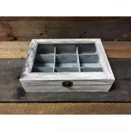 detail Dřevěná krabička na čaj s patinou GD DESIGN