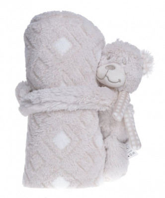 Béžová dětská deka se medvídkem
