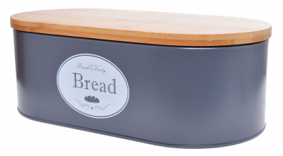 Kovový chlebník Bread s bambusovým víkem